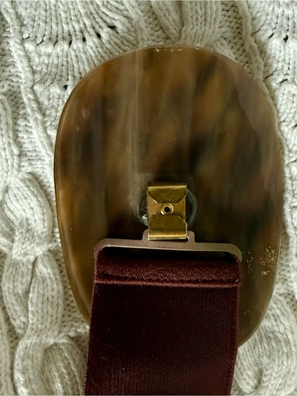 Vintage Brown Stretch Belt with Marbled Tortoiseshell Resin Buckle